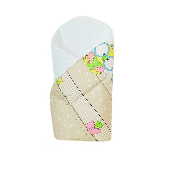 Paturica de infasat multifunctionala standard 80x80 cm Beige Owls New2