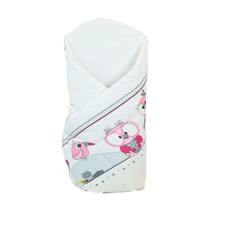 Paturica de infasat multifunctionala standard 80x80 cm Pink Owls New1