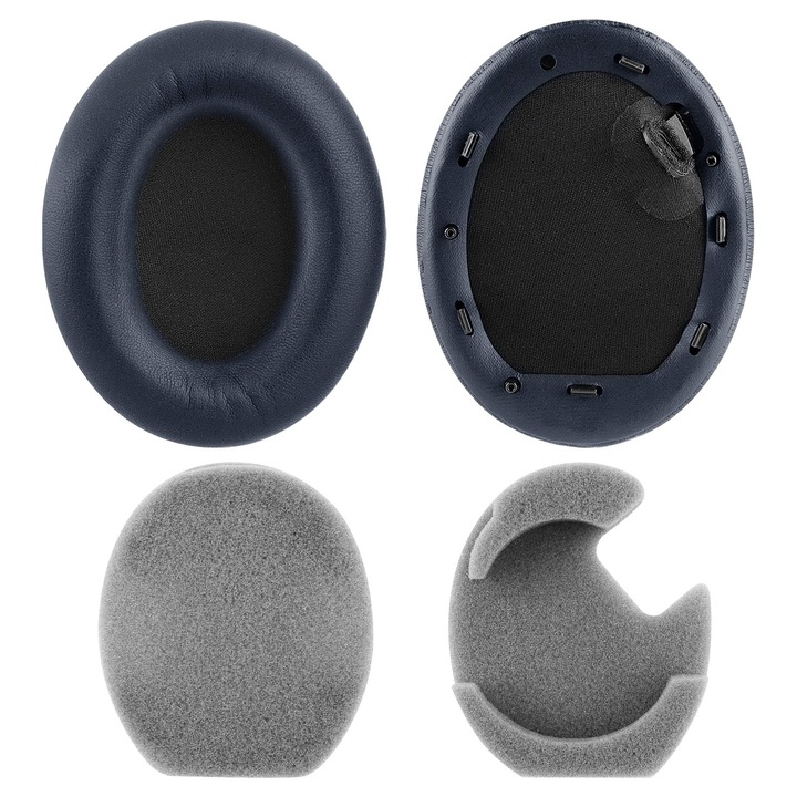 Set 2 bureti PadForce pentru casti Sony WH-1000XM4 - Albastru inchis, Piele ecologica