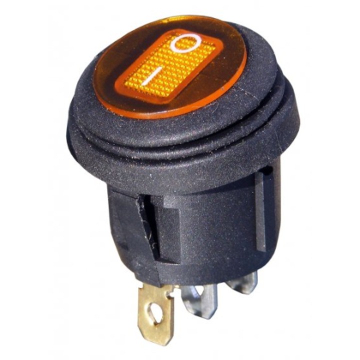 Comutator basculant, mPartner, 12V / SW-KCD1-DC-YELL, 2 pozitii, Portocaliu-Negru
