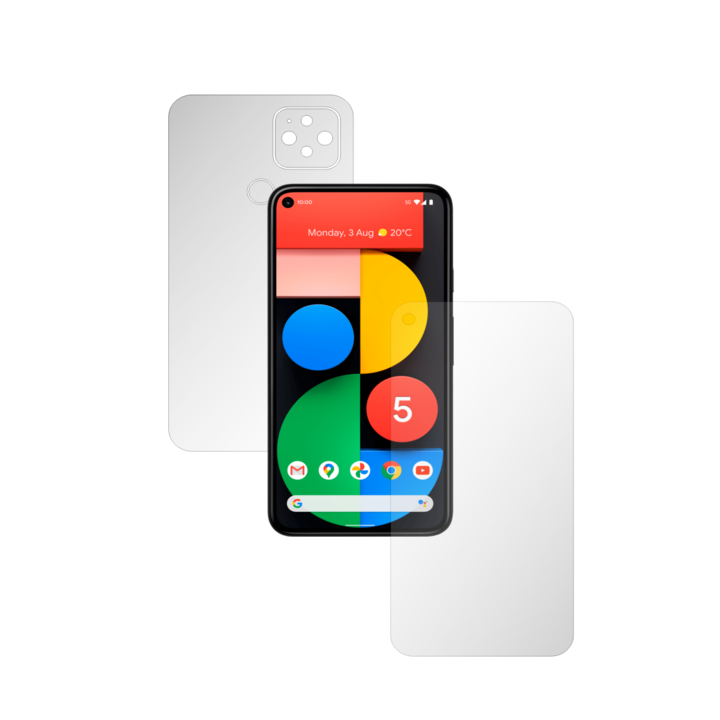 iSkinz Фолио за цяло тяло за Google Pixel 5 - Invisible Skinz HD, проста кройка, ултра-прозрачна силиконова защита за екрана и задния капак, прозрачна лепилна кожа