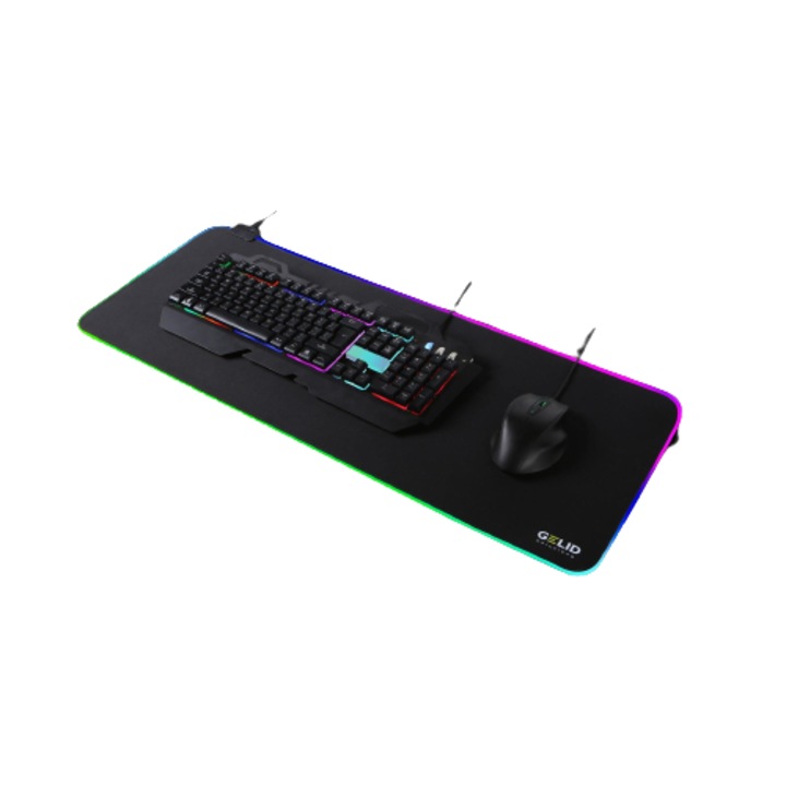 Mousepad, Gelid, gaming, Nova XXL, MP-RGB-03, polipropilena, cauciuc, 900x400x4 mm, negru