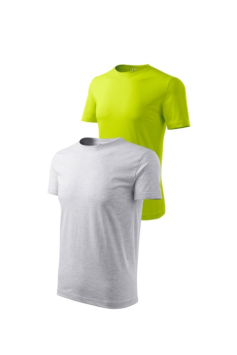 Set 2 tricouri de barbati, Malfini, Classic, mix 5, Gri deschis/Verde lime