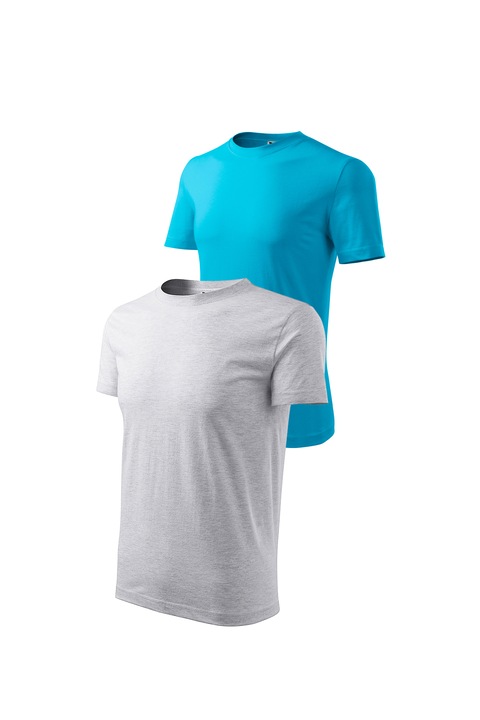 Set 2 tricouri de barbati, Malfini, Classic, mix 5, Gri deschis/Turcoaz