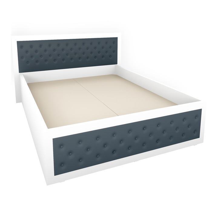 Pat Torino 140x200 cm, Alb / Piele ecologica Gri