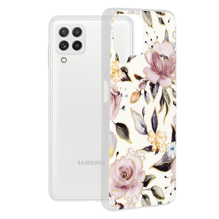 Кейс за Samsung Galaxy A22 4G, Techsuit Marble Series, Chloe White