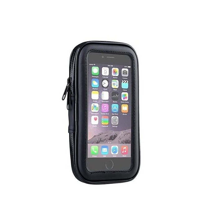 SecurePhone kerékpáros és motoros telefontartó rendszer, ökológiai bőr, vízálló, 360 fokban elforgatható, 7,8 hüvelykes, fekete, Doty