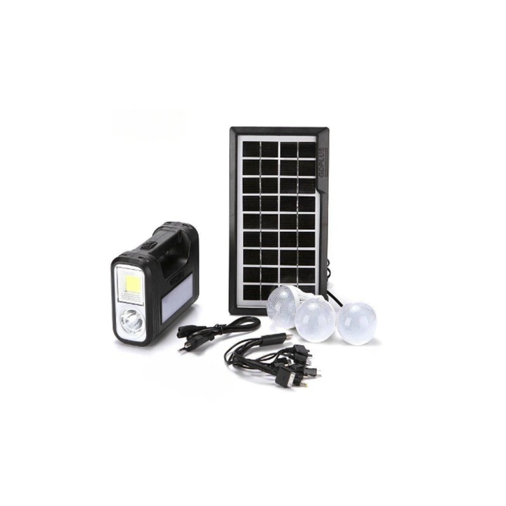 Kit Lanterna cu panou solar, 3 becuri LED, Gdlite, GD 8017