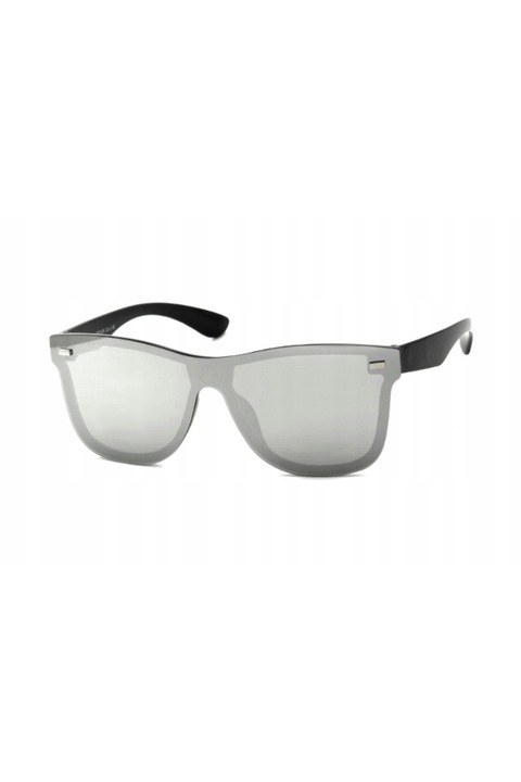 Ochelari de soare unisex, Stylion, Lentile tip oglinda, UV400, Negru/Argintiu, Marime Universala