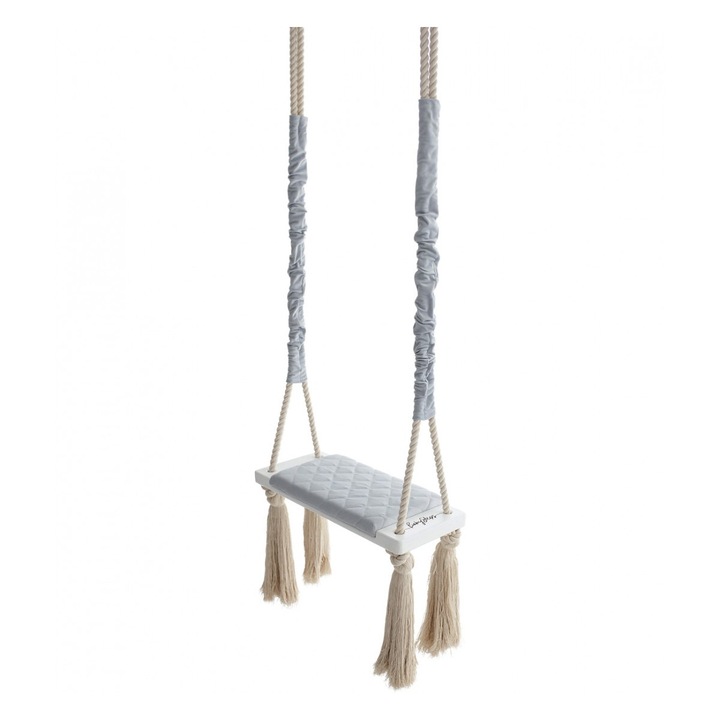 Leagan din lemn si spuma pentru copii WoodSwing by BabySteps, Catifea Velvet Gri
