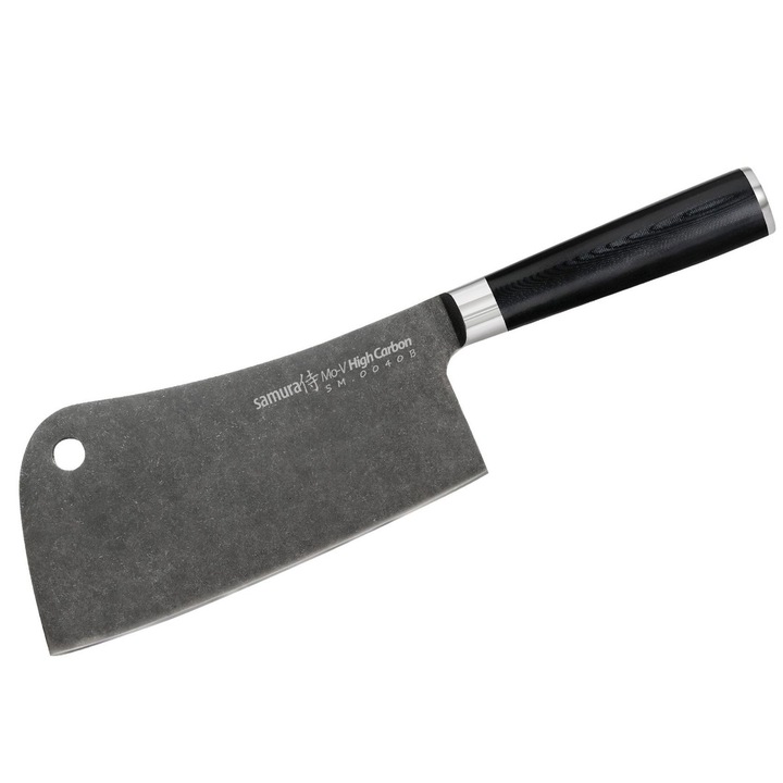 Cutit de bucatarie tocator, Samura, Otel inoxidabil, 18,5 cm, Negru