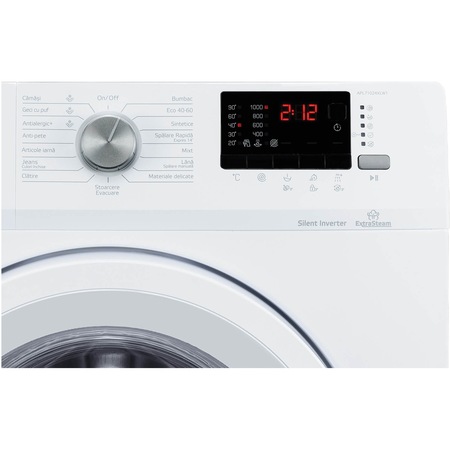 Masina de spalat rufe Arctic APL71024XLW1, 7 kg, 1000 rpm, Clasa D, Add-In, Motor Silent Inverter, ExtraSteam, ECO DOSE, Rapid+, Alb
