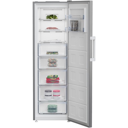 Фризер Beko B5RFNE314XB, 286 л, 8 чекмеджета, Клас E, No Frost, Инверторен компресор ProSmart, MaxStore отделение, Реверсивни врати, Рафтове на вратата, H 186,5 см, Сребрист