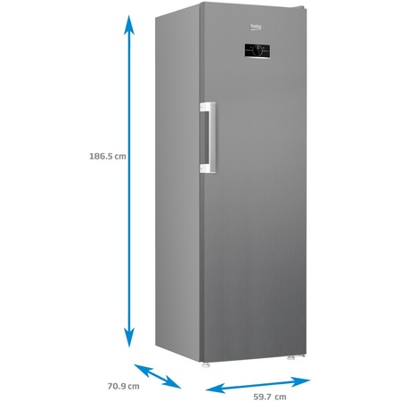 Congelator Beko B5RFNE314XB, 286 l, 8 sertare, Clasa E, No Frost, Compresor ProSmart Inverter, Compartiment MaxStore, Usi reversibile, Rafturi usa, H 186,5 cm, Argintiu