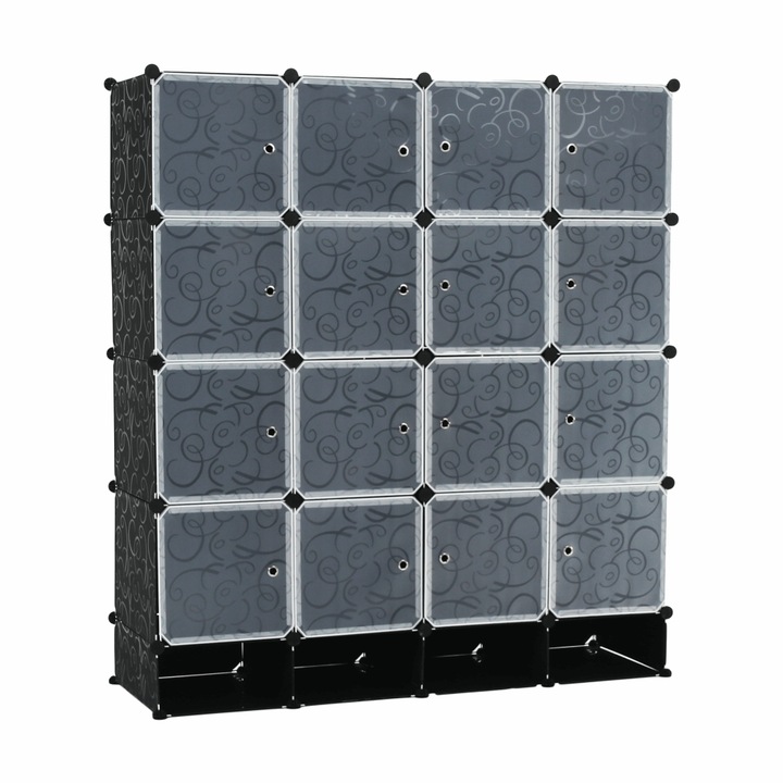 Dulap dormitor organizator garderoba 147 x 47 x 165 cm, 16 compartimente, RODAN TYP 2