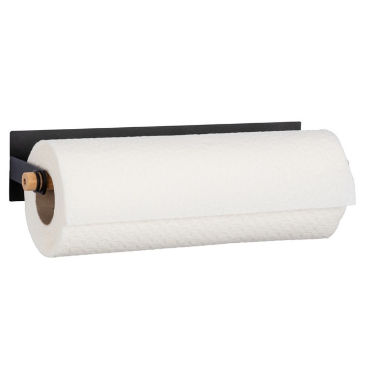 Suport magnetic pentru prosop de hartie MAGNA, bambus, 30 cm, WENKO - negru