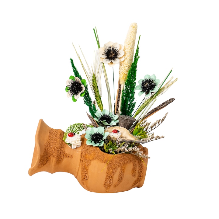 Аранжировка, средна кана с цветя / EXT 10182