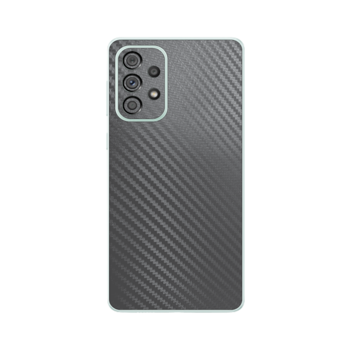 Folie iSkinz pentru Samsung Galaxy A73 5G - Carbon Negru 360 Cut, Skin Adeziv Full Body Cover, Protectie Carcasa Spate si Laterale