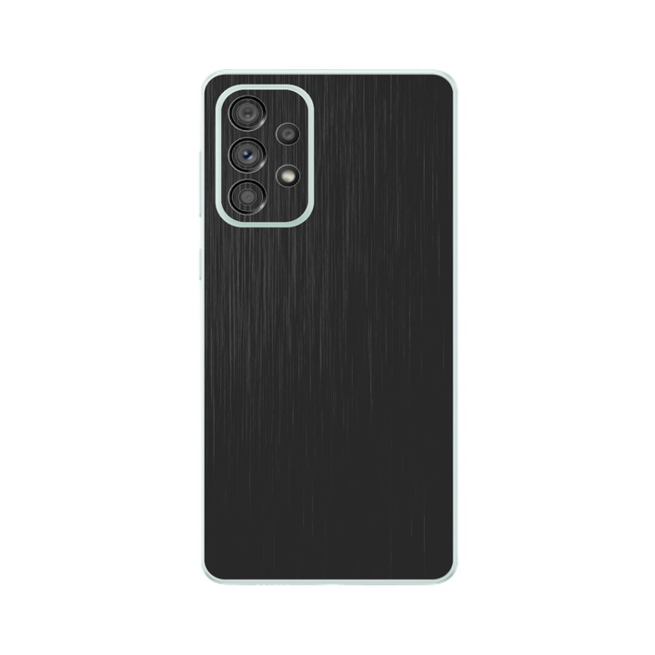 Folie iSkinz pentru Samsung Galaxy A73 5G - Brushed Negru 360 Cut, Skin Adeziv Full Body Cover, Protectie Carcasa Spate si Laterale