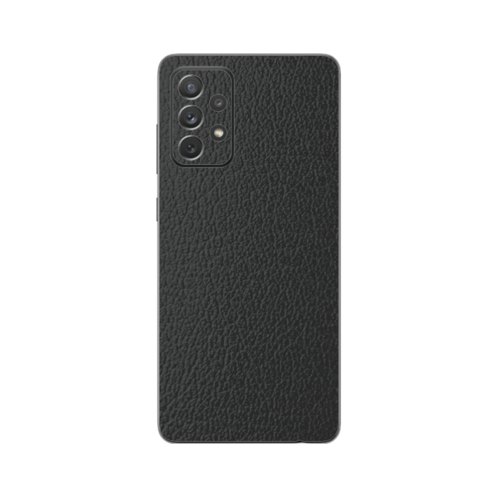 Folie Protectie iSkinz pentru Samsung Galaxy A52s 5G - Piele Neagra Simple Cut, Skin Adeziv, Cover pentru Carcasa Spate