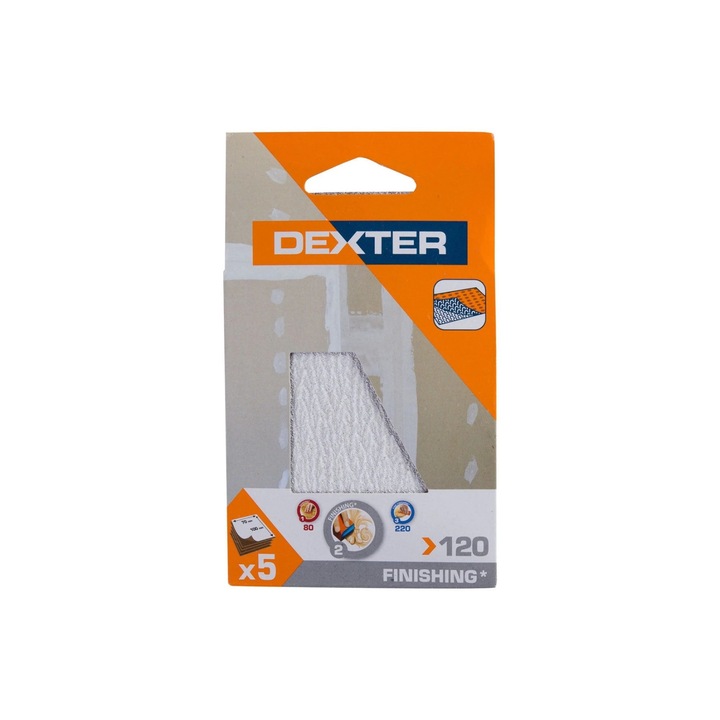 Set 5 buc Banda abraziva Dexter, pentru slefuire gips carton, 100 x 70 mm, granulatie 120