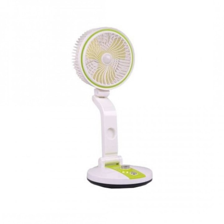 Ventilator pliabil reincarcabil, cu lumina LED, LR-2018, Tescomak, culoare alb/verde