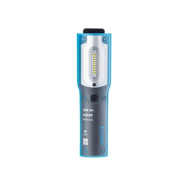 Újratölthető LED-es munkalámpa 220V, 500lm, 4400mAh, USB, IK07, Vision 63301 Carmotion