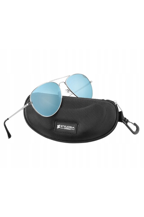 Ochelari de soare unisex, Stylion, Lentile polarizate, Albastru/Argintiu, Marime Universala