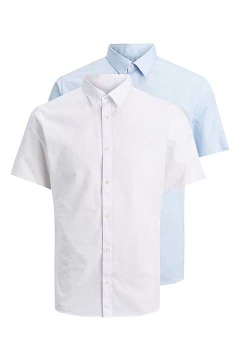 Jack & Jones, Ризи Joe с къси ръкави - 2 броя, Бял/Светлосин