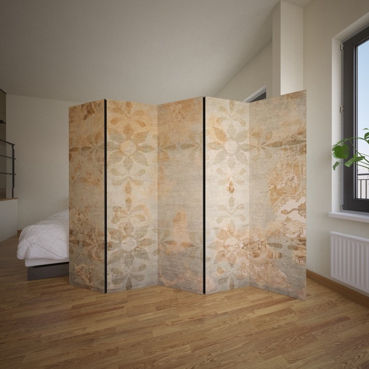 Paravan, Colors of Life, Lemn/Textil, 225 x 172 cm, 5 piese, Bej