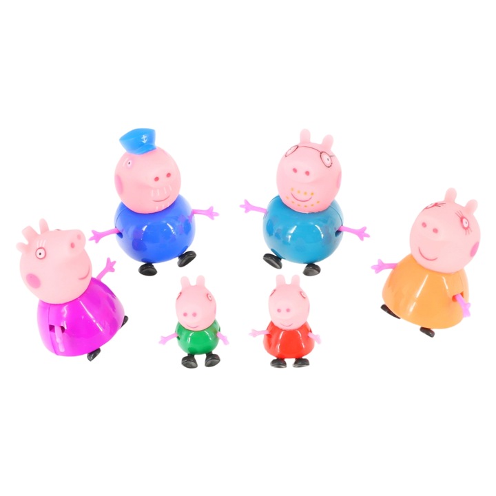 6 db-os figura készlet, Peppa Pig, NO584, 5-8 cm, Többszínű
