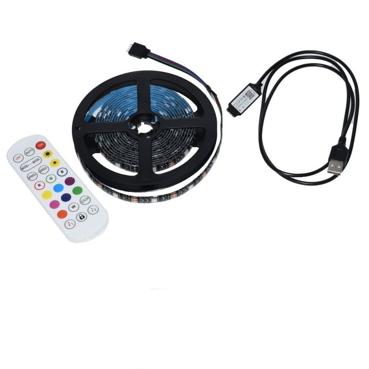 Banda LED RGB cu Bluetooth pentru TV – Kit Iluminare Ambientala, Control Wireless, Flexibilitate pentru Decor Interior
