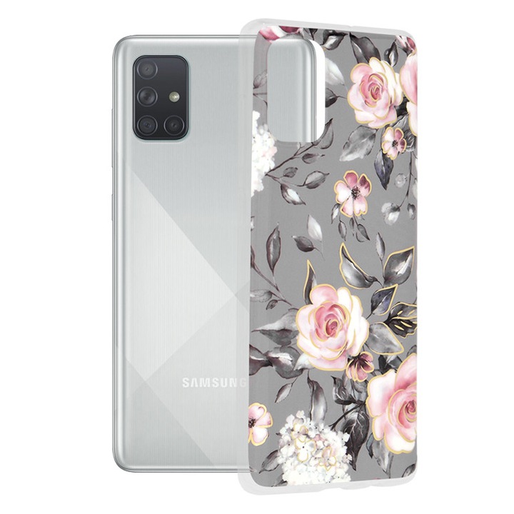 Защитен калъф за Samsung Galaxy A71 4G, Grip Pro, серия Marble, G3134, термопластичен, Bloom of Ruth Grey
