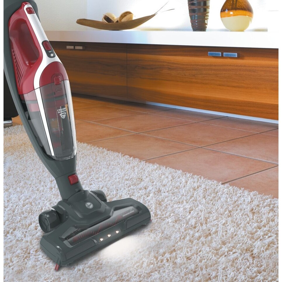 Aspirator de mana fara fir 2 in 1, Hoover, HF21F25, Gri/Rosu