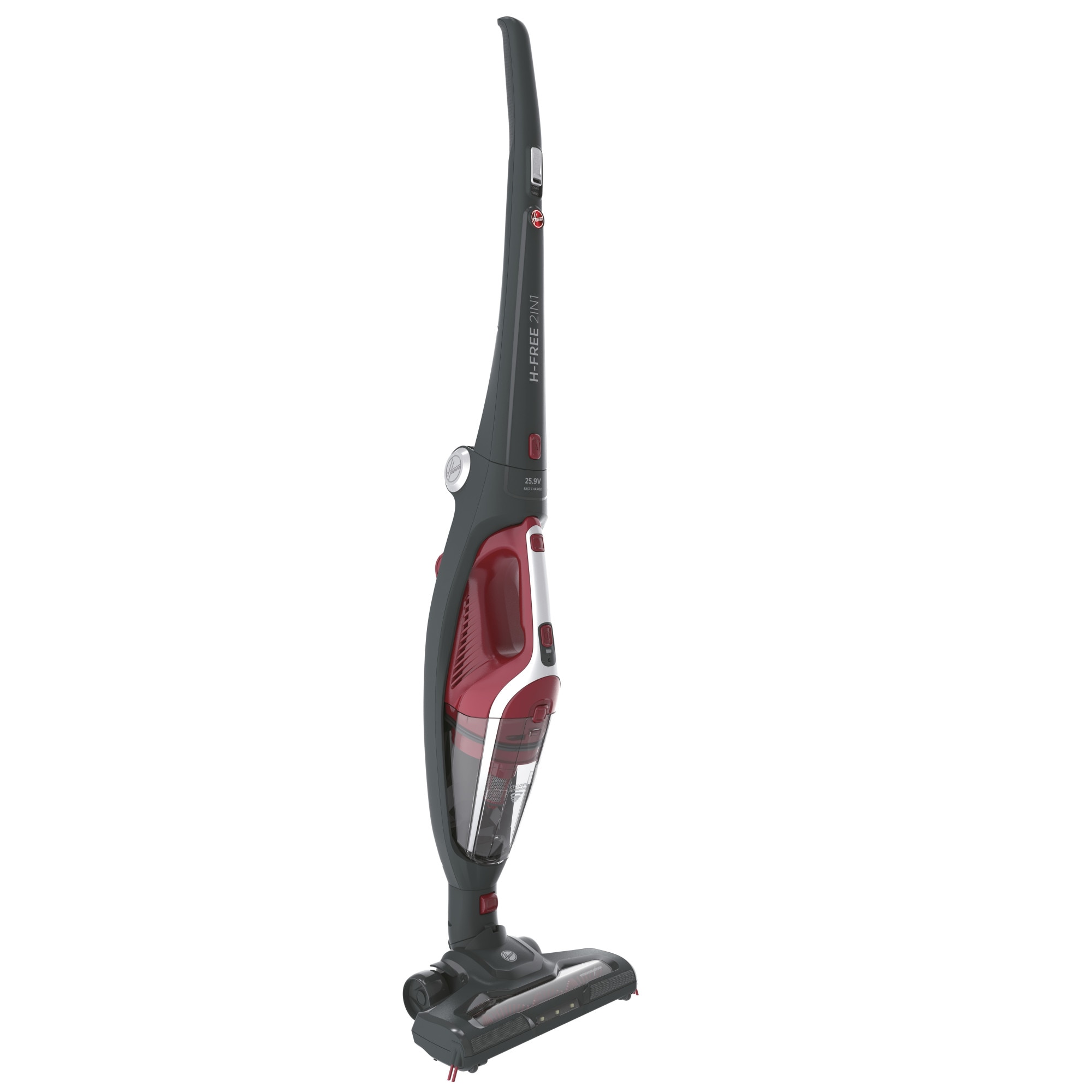 Aspirator de mana fara fir 2 in 1, Hoover, HF21F25, Gri/Rosu