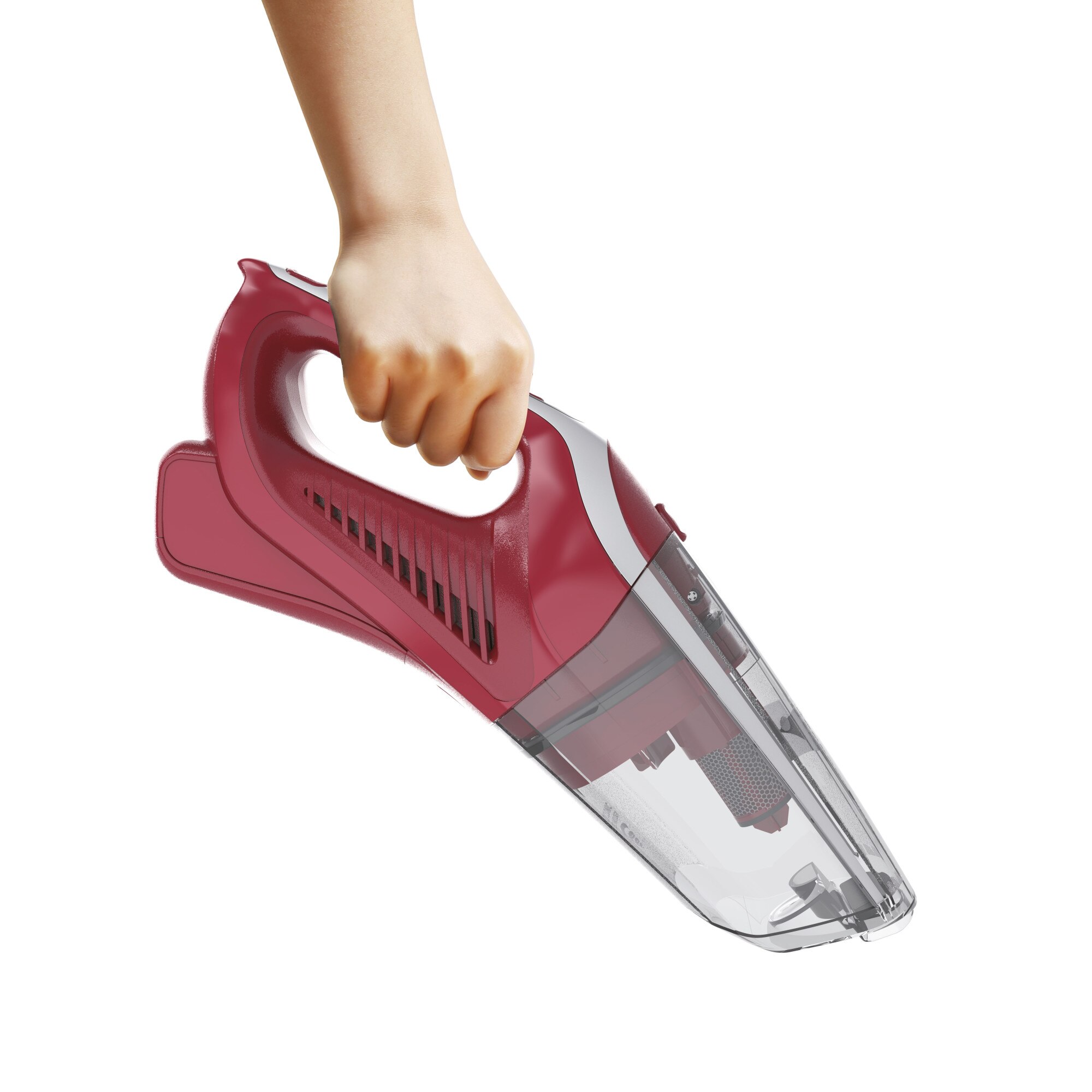 Aspirator de mana fara fir 2 in 1, Hoover, HF21F25, Gri/Rosu