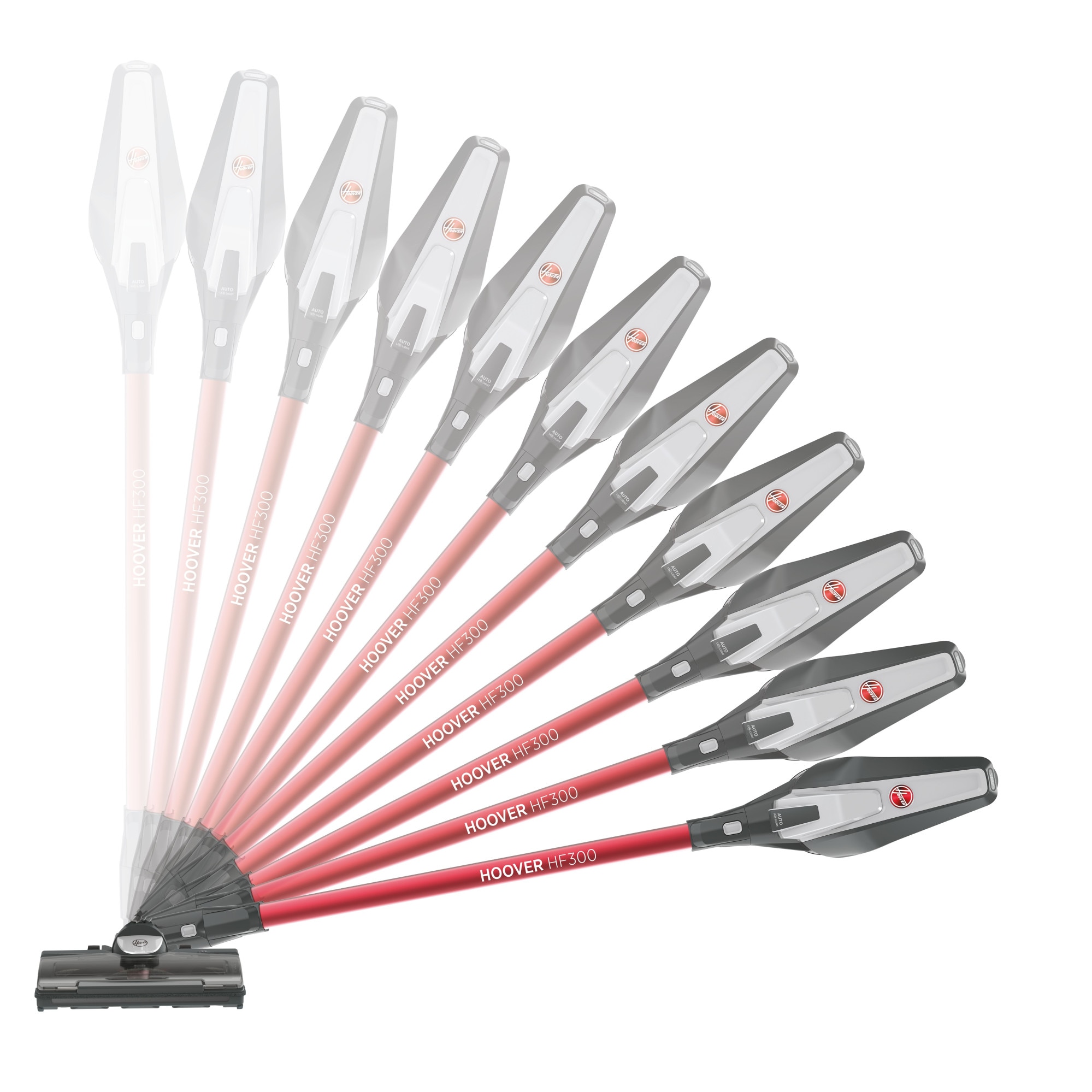 Aspirator de mana fara fir, Hoover, HF322TH 011, Rosu/Negru