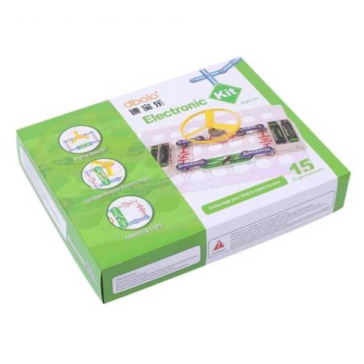 Комплект с експерименти за направа на електрически вериги Dbolo, За деца, 15 експеримента