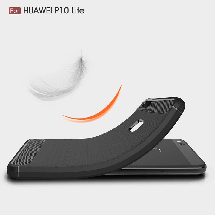 Калъф за Huawei P10 Lite - Techsuit Carbon Silicone - Черен