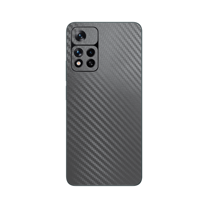Folie iSkinz pentru Xiaomi 11i, 11i HyperCharge 5G - Carbon Negru 360 Cut, Skin Adeziv Full Body Cover, Protectie Carcasa Spate si Laterale