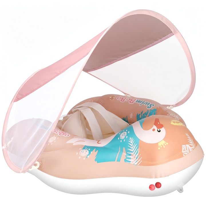 BebeLOGIC "The Pink Princess" Baba és gyerek úszógumi, pántokkal és hastámasszal, 3-24 hónapos korig