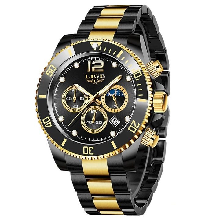 Мъжки часовник Lige Chronograph Elegant Casual Fashion Display Analog Quartz
