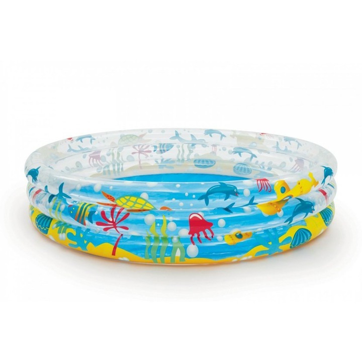 Надуваем басейн за деца, Zola®, кръгъл, морски животни, 183x33 см