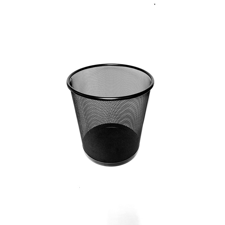 Cos gunoi metalic pentru birou STARLINE, h 29 cm, d 26 cm, volum 15 l, negru