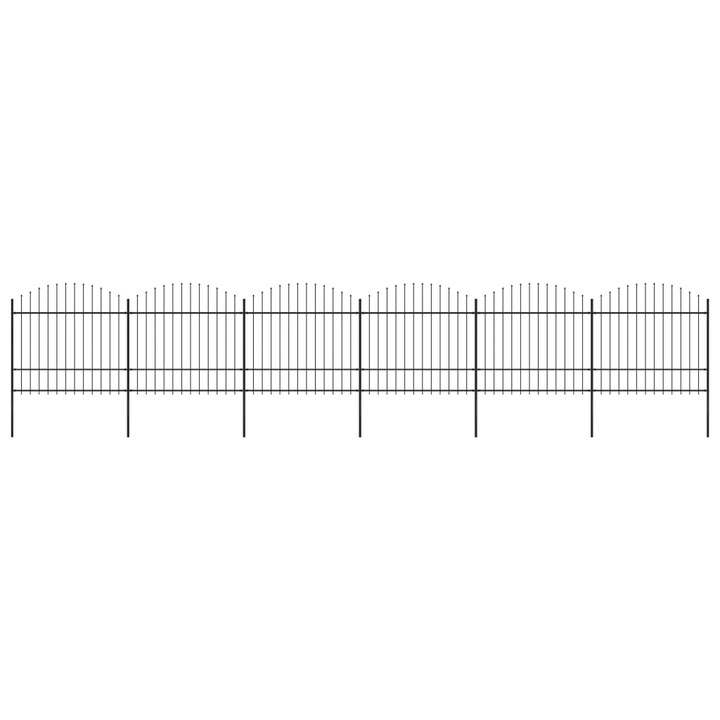 Градинска ограда с пики vidaXL, Стомана, 10.2 м, Черен