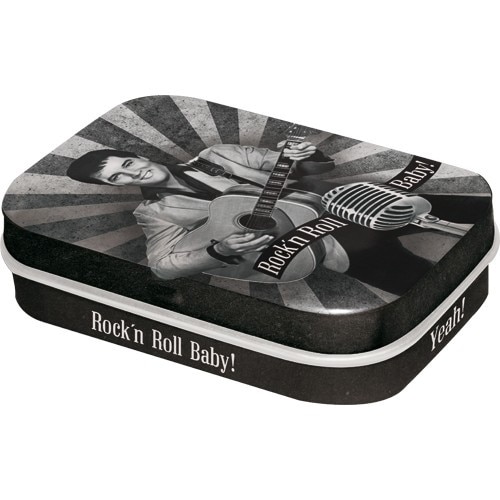 Cutie metalica cu bomboane - Elvis Presley - Rock'n Roll 6x4x1,6 cm
