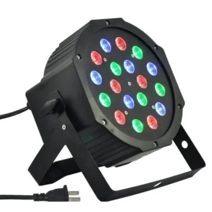 Proiector lumini Par Led 18x1W Slim, Evenimente, Nunti, Dmx in-out, Microfon, Cooler, Club, Disco, Petrecere