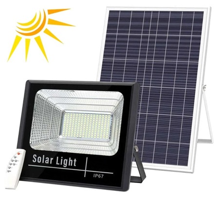 Kit Proiector Puternic LED SMD 200W Rezistent La Apa, Panou Solar Mare, Telecomanda