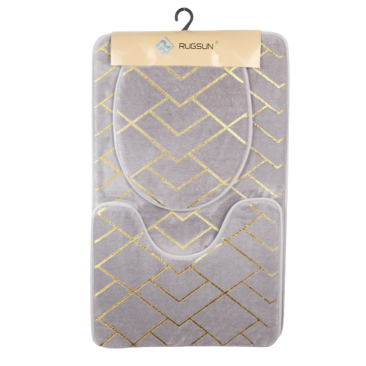 Постелки за баня Golden Lines, Неплъзгащи се, 80 x 50 см, Сиви, Комплект от 3