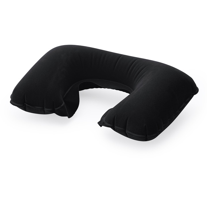 Perna de gat pentru calatorii Frequent TRAVEL, gonflabila, Createur, negru, 25 x 33 x 9 cm